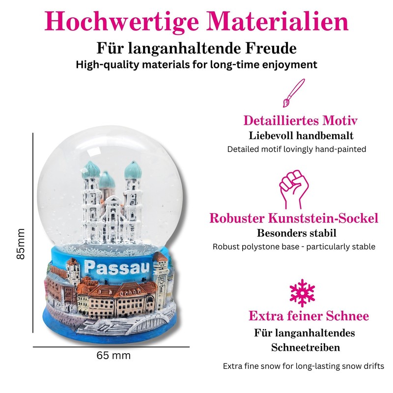 Souvenir Snow Globe Passau | Cathedral Town Hall Castle Veste