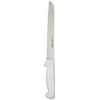 Basics P94803 8" White Scalloped Bread Knife with Polypropylene Handle