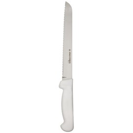 Basics P94803 8" White Scalloped Bread Knife with Polypropylene Handle