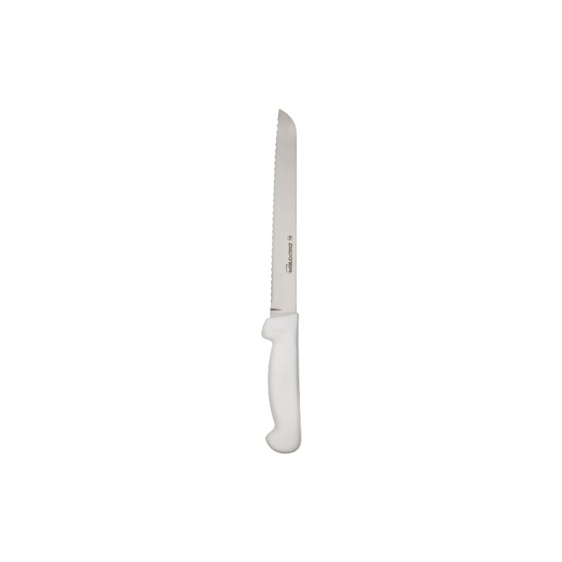 Basics P94803 8" White Scalloped Bread Knife with Polypropylene Handle