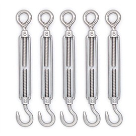 Mecollection 10pcs M6 Stainless Steel 304 Hook & Eye Turnbuckle Hook Wire RopeTension