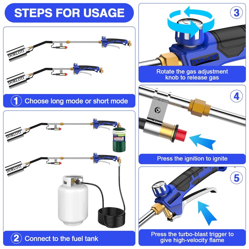 Propane Torch Weed Burner Kit, Blow Torch High Output with