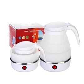 1.2 Liter -White Travel Collapsible Electric Kettle Boils Water Fast, Small Size, Large Capacity, Easy to Fold and Store, Food Grade Silicone Small Tea Kettle