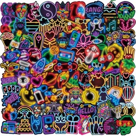 APAREAL Neon Sticker Set 100 Stück, Wasserfeste Aufkleber für Laptop Auto Scrapbook Fahrrad Skateboard Motorrad Snowboard Koffer Graffiti Trippy Sticker für Erwachsene Stickerbomb