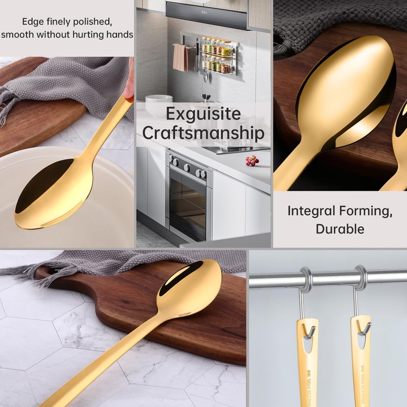 TUPMFG 6 Pieces Serving Spoons Set,Food Grade Stainless Steel Large