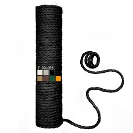 XRzitky Natural Sisal Rope for Cat Scratcher, 1/4 Inch 164FT Sisal Rope for Cat Scratching Post Repair Replacement, Multi Color Cat Scratch Tree Rope Replacement, Solid Black