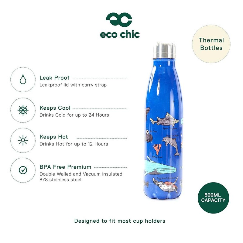 Eco Chic Reusable Thermal Bottle Stainless Steel Leakproof Insulated Water