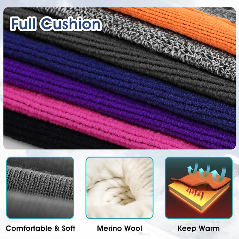 Merino Wool Ski Socks 3 Pairs for Mens Womens Knee