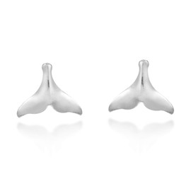 AeraVida Lovely Luck Freedom Whale Tale .925 Sterling Silver Post Stud Earrings | Sea Animal Sterling Silver Stud Earring for Women | Jewelry Gift for All Occasions