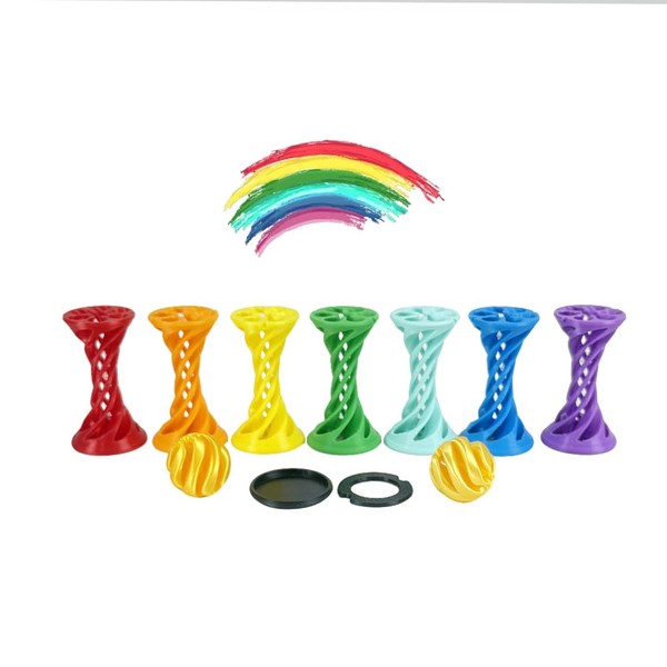 NIKOLATOY 3D Printed Toys Spiral Ejection Decompression Ball, Rainbow-Colored Spiral