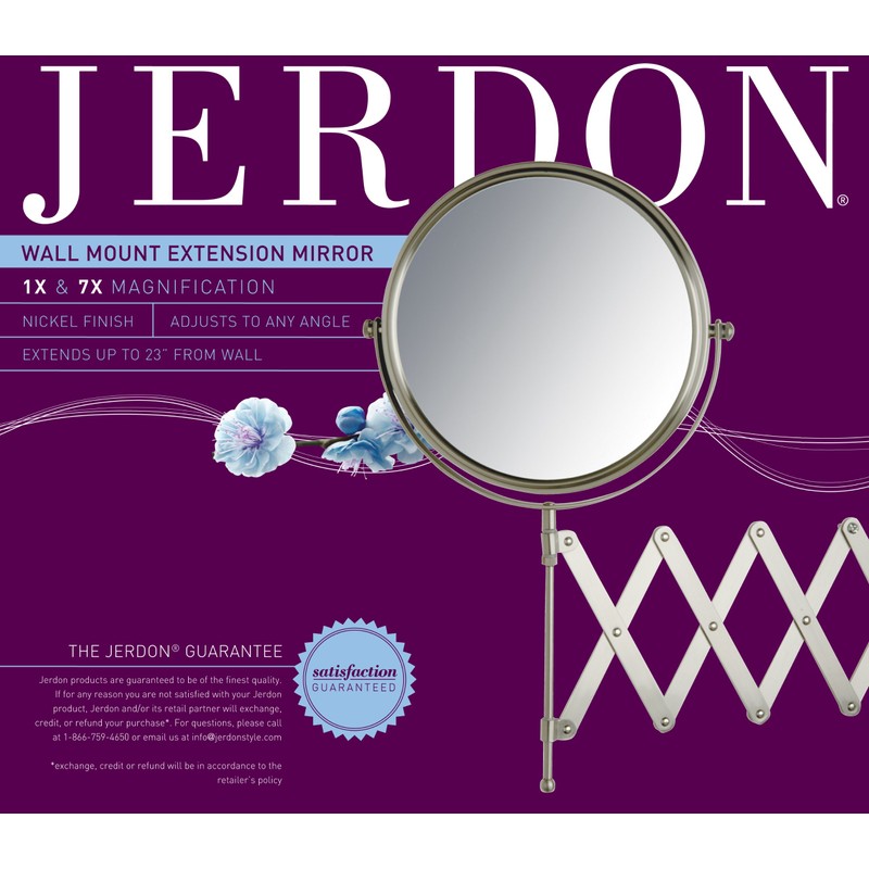 JERDON Two-Sided Wall-Mounted Makeup Mirror - Makeup Mirror with 7X