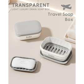 Travel Soap Case, Portable Soap Container with Drainage Layer, Soap Holder with Lid for Bathroom, Shower, Gym, School, Camping, Vacation, Outdoor