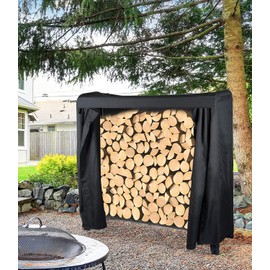 Bettermade Firewood Rack, 4ft firewood rack outdoor with cover for wood storage, Heavy Duty Weather Resistant firewood holder for Outdoor Indoor, Easy to Assemble
