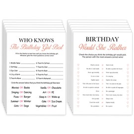 BirtDerr - Juego de 2 juegos de cumpleaños para 20 invitados, juego de tarjetas de cumpleaños para niños, adolescentes y adultos, 20 tarjetas de juego, suministros de fiesta dulce para niñas