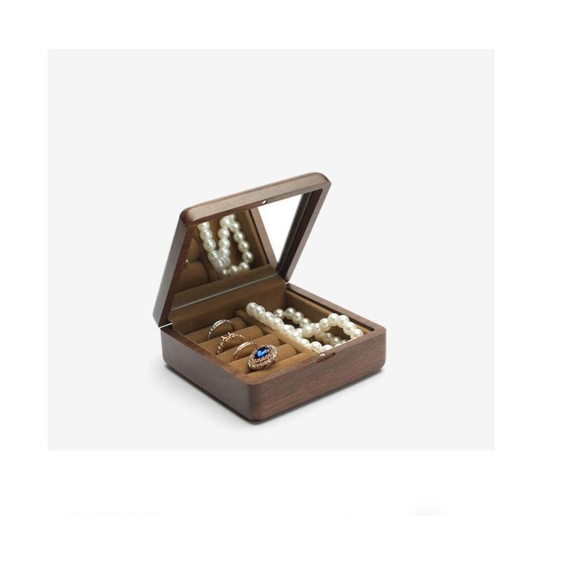 Shiwaki 4.7"x3.1"x1.6" Black Walnut Solid Wood Small Jewelry Storage Box
