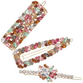 Healvian Simple Design Rhinestone Hairpin Hair Clips for Women No Crease Glitter Hair Bows for Girls