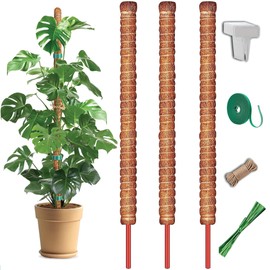 MONTIVO 3 Pack 28 Inch Moss Pole, Stackable Moss Poles for Climbing Plants Monstera, Tall Plant Sticks Accessories, Large Coir Monstera Plant Support Stakes for Potted Plants Indoor, Pothos