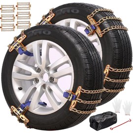 Snow Tire Chains, Universal Car Emergency Anti Slip Snow Chains, 6 Pack Winter Security Tire Chains, Tire Width 225-275mm(8.9-10.8 inch) for Most Cars/SUV/Trucks(Large)