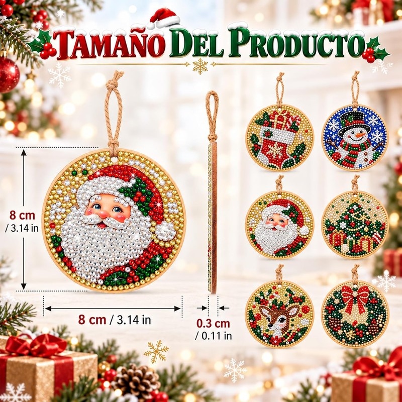 6PCS Kit de Pintura con Diamantes de Perlas para Navidad