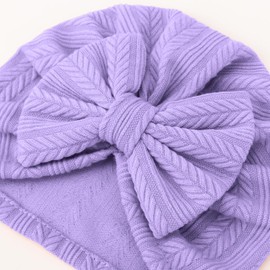 AQOKKA 3 Pcs Newborn Baby Turban Hats Big Bow Baby Girl Hats Infant Beanie Soft Warm Toddler Cap for Baby Girls Kids 3-12 Month