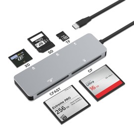 Lector de tarjetas CFast 2.0, lector de tarjetas USB C CFast 3.0 5Gbps CFast/CF/SD/TF/XD - Lector/adaptador de tarjetas de memoria 5 en 1 para San Disk, Lexar, Transcend, tarjeta Sony, leer CFast/TF