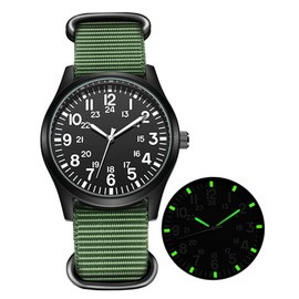 YOOTEN Mens Military Watches Luminous Outdoor Sport Analog Watch (Black-Green)