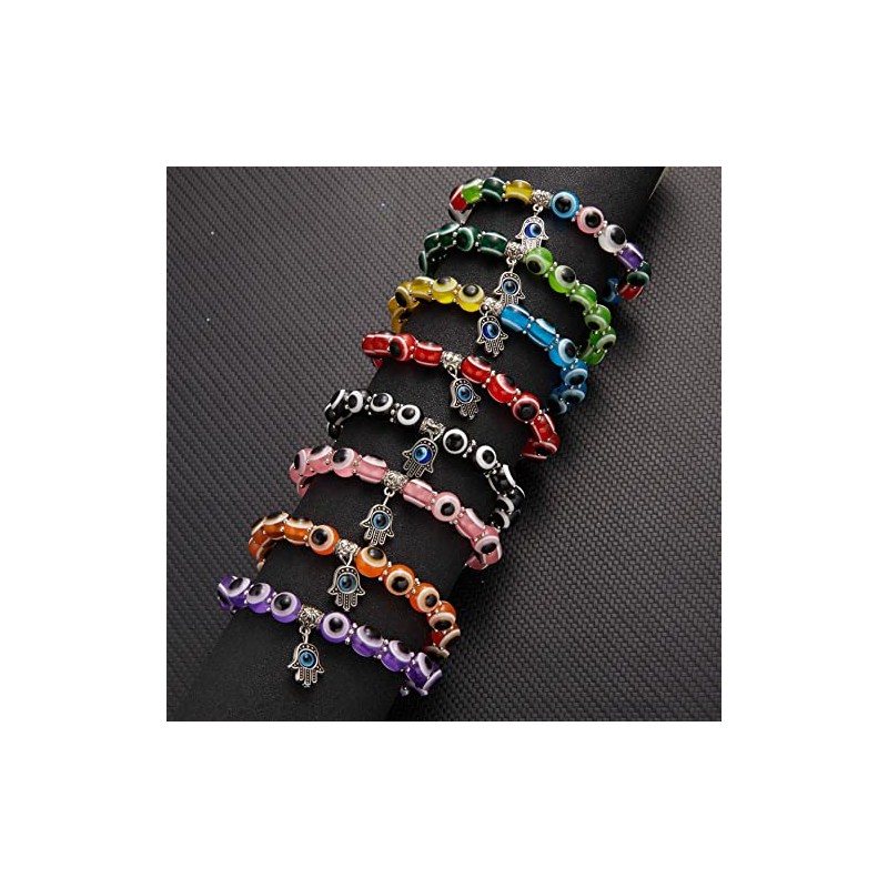 Lucky Evil Eye Bracelets Set Colorful Turkish Amulet Hamsa Evil