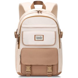 17.3 inch laptop backpack for women, Girls backpacks, Cute backpack for school, College middle high school students book Bag, Water resistant bookbag for girls, mochilas escolares para niñas, Beige