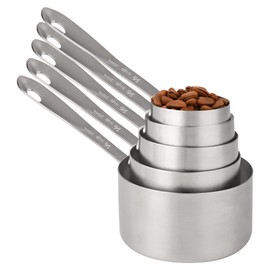 IFFMYJB Stainless Steel Measuring Cups Set, 18/8 5pcs Measuring Cups Set, Heavy Duty Metric Measuring Cups for Dry & Wet Ingredients During Kitchen & Baking