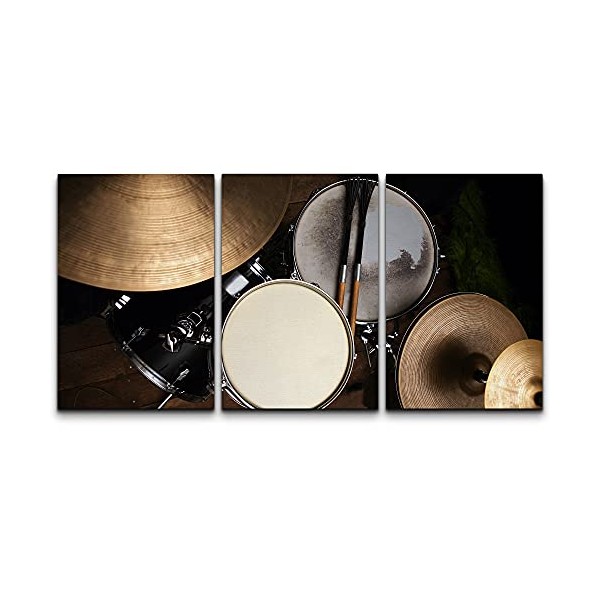 wall26 Canvas Print Wall Art Set Aerial View of Bronze & Black Drum Set Music Instruments Photography Realism Modern Scenic Relax/Calm Cool for Living Room, Bedroom, Office - 16"x24"x3