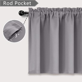 Mrs.Naturall Grey Valance Curtains for Windows 36x16 Inch Length