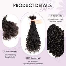 Teresa 0.2cm Micro Sisterlocks Extensions Human Hair, Wavy & Curly Ends 100% Real Handmade Dreadlocks, Soft Natural Bleach Friendly Interlocked Locs for Women/Girls（18 Inch 60 Strands）