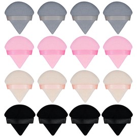 Flytianmy 16Pcs Triangle Powder Puffs, Face Makeup Puff for Body Loose Powder Beauty Makeup Tool Black,Nude,Pink,Grey