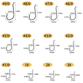 Octopus Beak Offset Fishing Hooks Jig Hooks Circle Hooks Octopus Longline Hooks Curved Handle Long Handle Olecranon Oblique Fish Hooks for Freshwater Saltwater (1# - 100pcs)