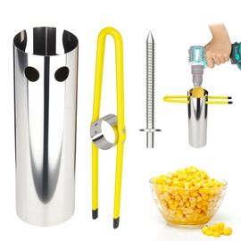 Corn Stripper for Corn on the Cob,Electric Corn Kernel Remover Tool with Drill Bit, Adjustable Corer,Stainless Steel Collector to Prevent Splashing,Corn Cutter for Efficient Mess-Free Kernel Removal