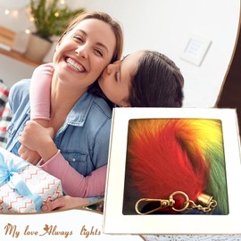 Nocyclonic Therian Tail Faux Fur Furry Fox Tails Keychain, Fox Tail Pendant, Fur Tail Keychain, Multicolour 3