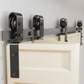 TOCRETOARE 58" Bifold Sliding Barn Door Hardware Track Kit, Heavy Duty Top Mount, Smooth and Quiet Sliding Space-Saving Bifold Door Track Hardware, Fit Four 13.5" Bi-Folding Doors (No Door)