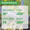 BYANE 18 Inch Chainsaw Chain, .325" Pitch, .063'' Gauge, 74