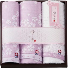 Stylem Takisada-Osaka Imabari Towel, Cherry Blossom Cloth Towel Set, Gift, Set of 3, Face Towel x 2, 13.0 x 31.5 inches (33 x 80 cm), Hand Towel x 1, 13.0 x 13.4 inches (33 x 34 cm), Cherry Blossom