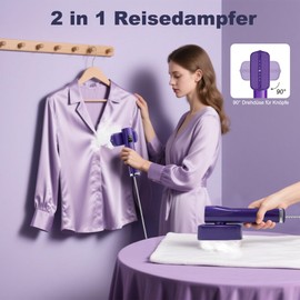 CATCHLUCK Travel Iron Steamer with LED Display & Rotatable - 1200W Portable, 15S Fast Heating, 4 Modes & 3 Temperatures for Shirts/Travel 100 ml Tank Purple