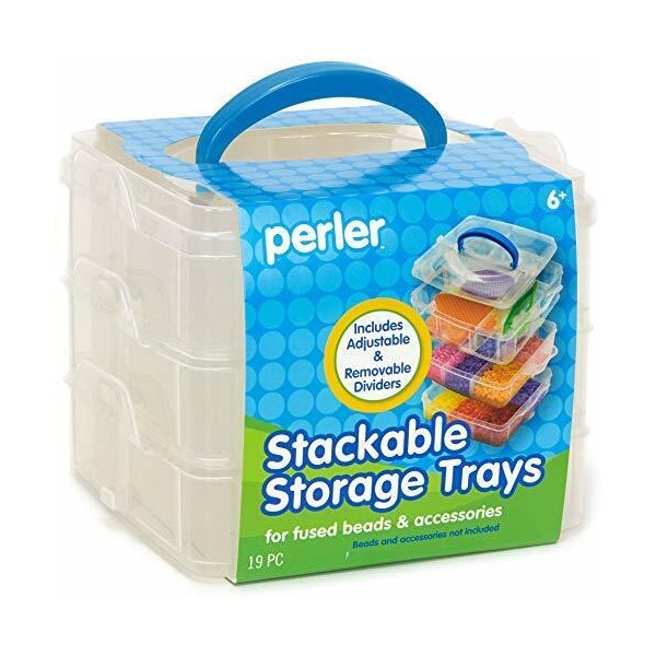 Perler Bead Large Organizer Stackable Storage Container Bead Trays 3pc.
