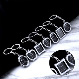moonwood 7pcs Metal Photo Keychain Cover Photo Frame Locket Pendant Keychain Key Ring