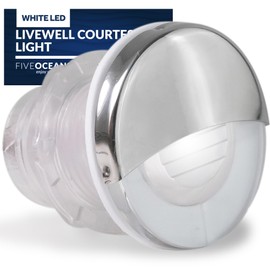 Five Oceans Marine Livewell Lights, LED Boat Courtesy Light, Round Accent Light for Boat Interior, Exterior, Deck, Cockpit, IP68 Waterproof, White LED, 12V, for Pontoon, Fishing Boat, RVs - FO4598