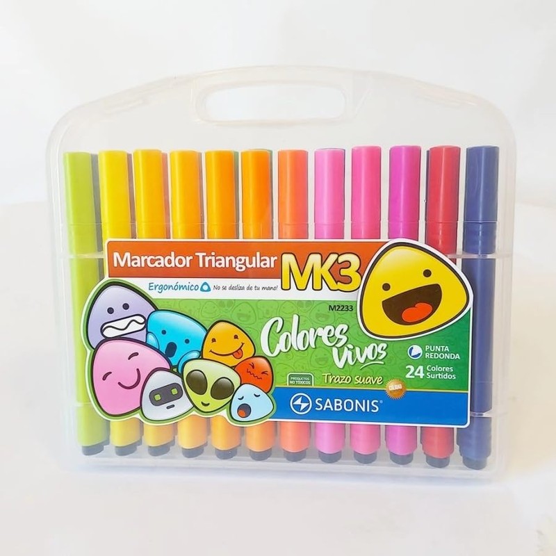 Marcador Sabonis Triangular Punta Redonda Modelo M2233 en Estuche con