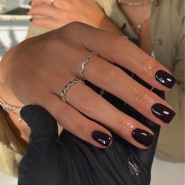 KQueenest 48 Pcs Black Press on Nails Short Square, Press on Black Nails Acrylic, Solid Color Small Fake Nails Set, Neutral Gel Glue on Nails Short, Dark Stick on Nails For Women Finger Decoration