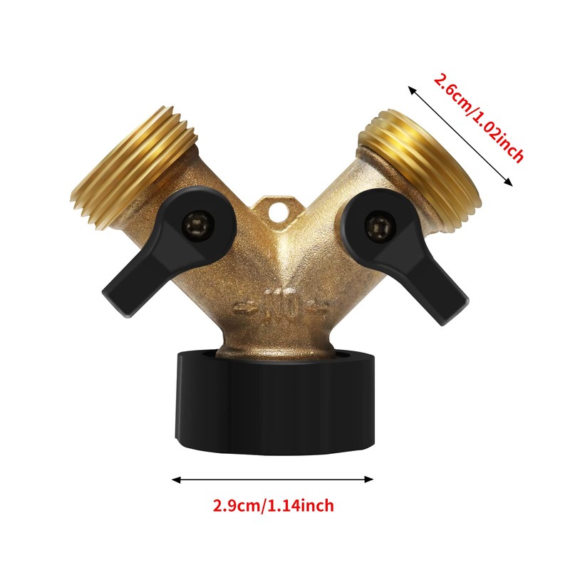 Mdlufee 3/4 inch Tap Y Splitter, Brass Manifold Two Way