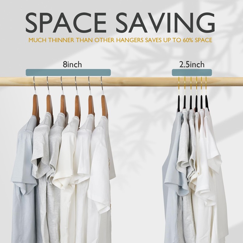 ManGotree Velvet Coat Hangers with 360° Swivel Gold Hook, Non-Slip