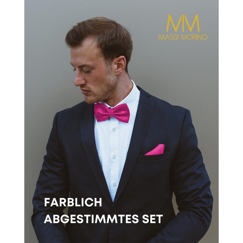 Massi Morino Bow Tie with Hanky Pre-tied Premium Men's Bow