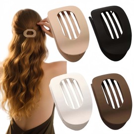 4 Pack Flat Hair Claw Clips for Women – Ergonomic Curved Design for Strong Hold, Perfect for Thick, Thin & Curly Hair. Stylish & Accessories for Any Hairstyle