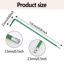 AUXBC 4PCS 2.5mm Ball End Hex Key Wrench, L-Shape Long Arm Allen Wrench, S2 Steel Six-Edge Screw Driver, Hexagon Head Repairing Tool, Green